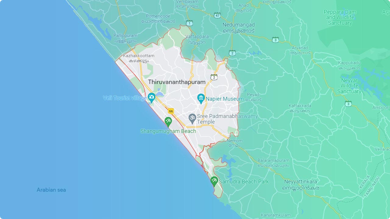 Bulk SMS coverage across Thiruvananthapuram - Technopark, Kazhakootam, city centre, Kovalam
